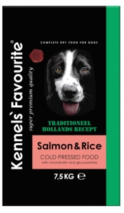 KENNELS FAVOURITE za studena lisované krmivo pre psy s lososom a ryžou 7,5 Kg