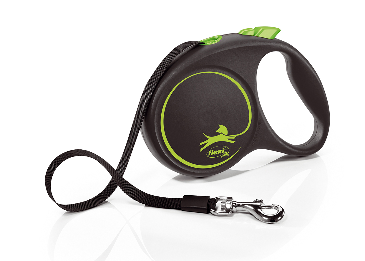 FLEXI Black Design L 5 m zelená samonavíjacia vôdzka pre psy do 50 kg s páskou