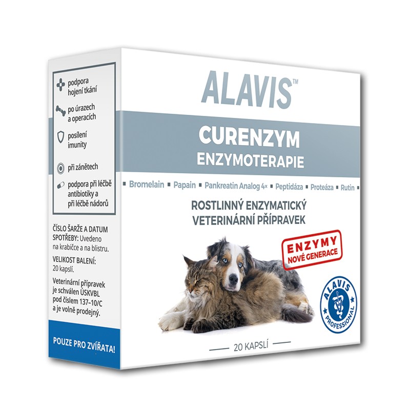 ALAVIS CURENZYM Enzymoterapia na hojenie tkanív pre psy a mačky 80 tabliet