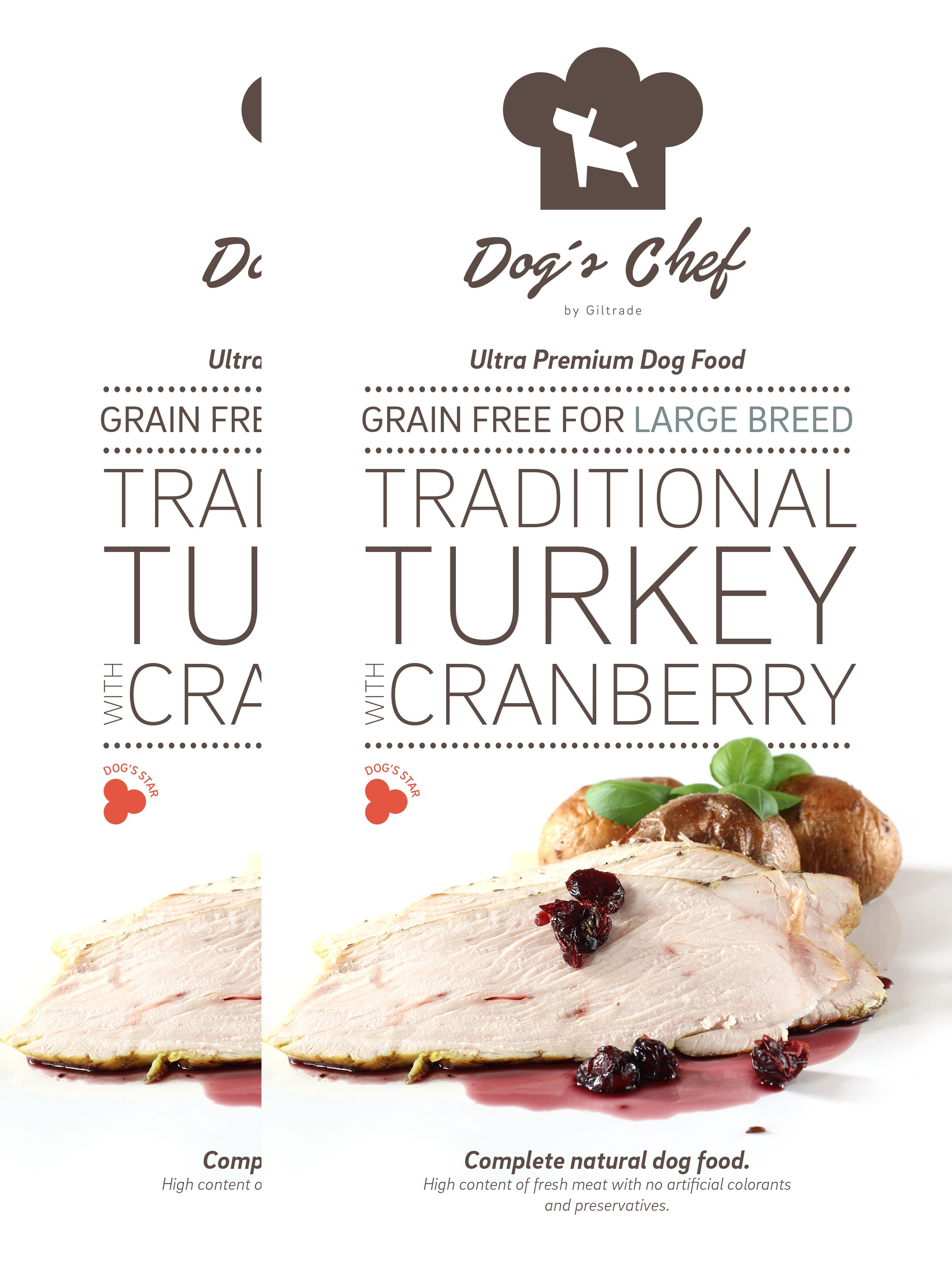 2x DOG’S CHEF Traditional Turkey with Cranberry for LARGE 15 kg + DOPRAVA ZDARMA