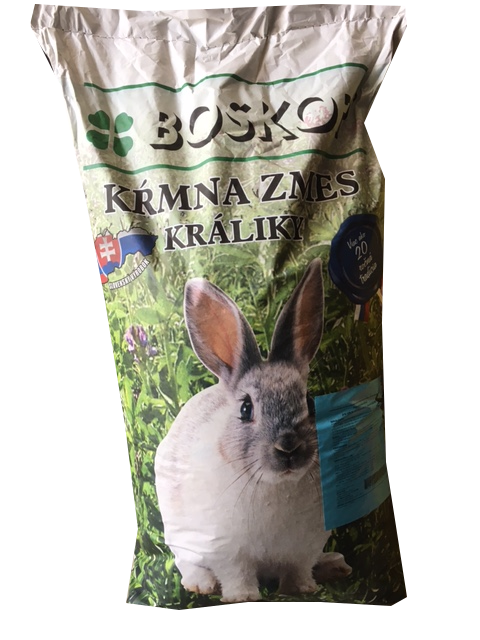 BOSKOP Kompletná kŕmna zmes pre výkrm králikov granulovaná + HUMAC 25 Kg