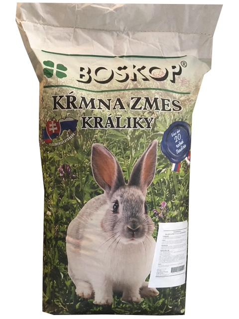 BOSKOP Kompletná kŕmna zmes pre výkrm králikov granulovaná bez Kokcidiostatika 25 Kg