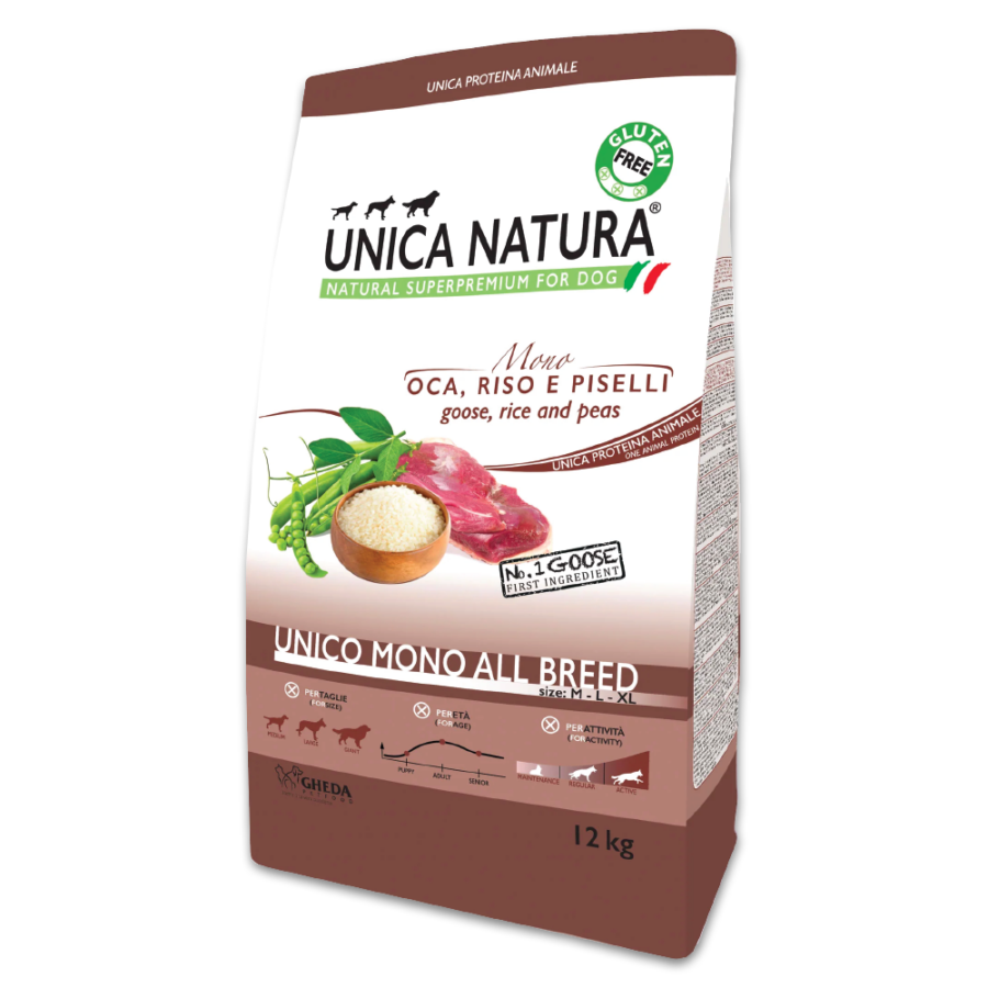 Unica Natura UNICO MONO ALL BREED monoproteínové krmivo pre psy s husacím mäsom 12 kg