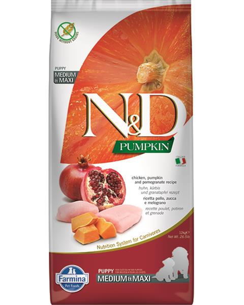 Farmina N&D dog PUMPKIN (GF) puppy medium & maxi, chicken & pomegranate 12 kg