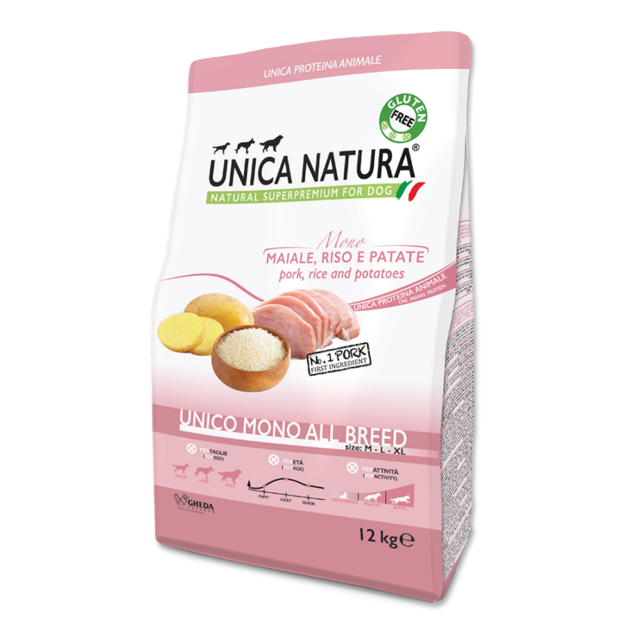 Unica Natura UNICO MONO ALL BREED monoproteínové krmivo pre psy s bravčovým mäsom 12 kg