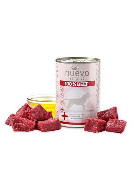 NUEVO dog Sensitive 100% Beef monoproteínová mäsová konzerva pre psov s hovädzím mäsom 400 g