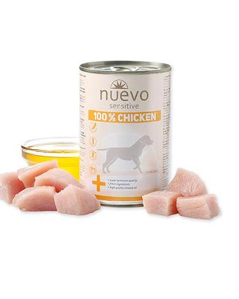 NUEVO dog Sensitive 100% Chicken monoproteínová mäsová konzerva pre psov s kuracím mäsom 400 g